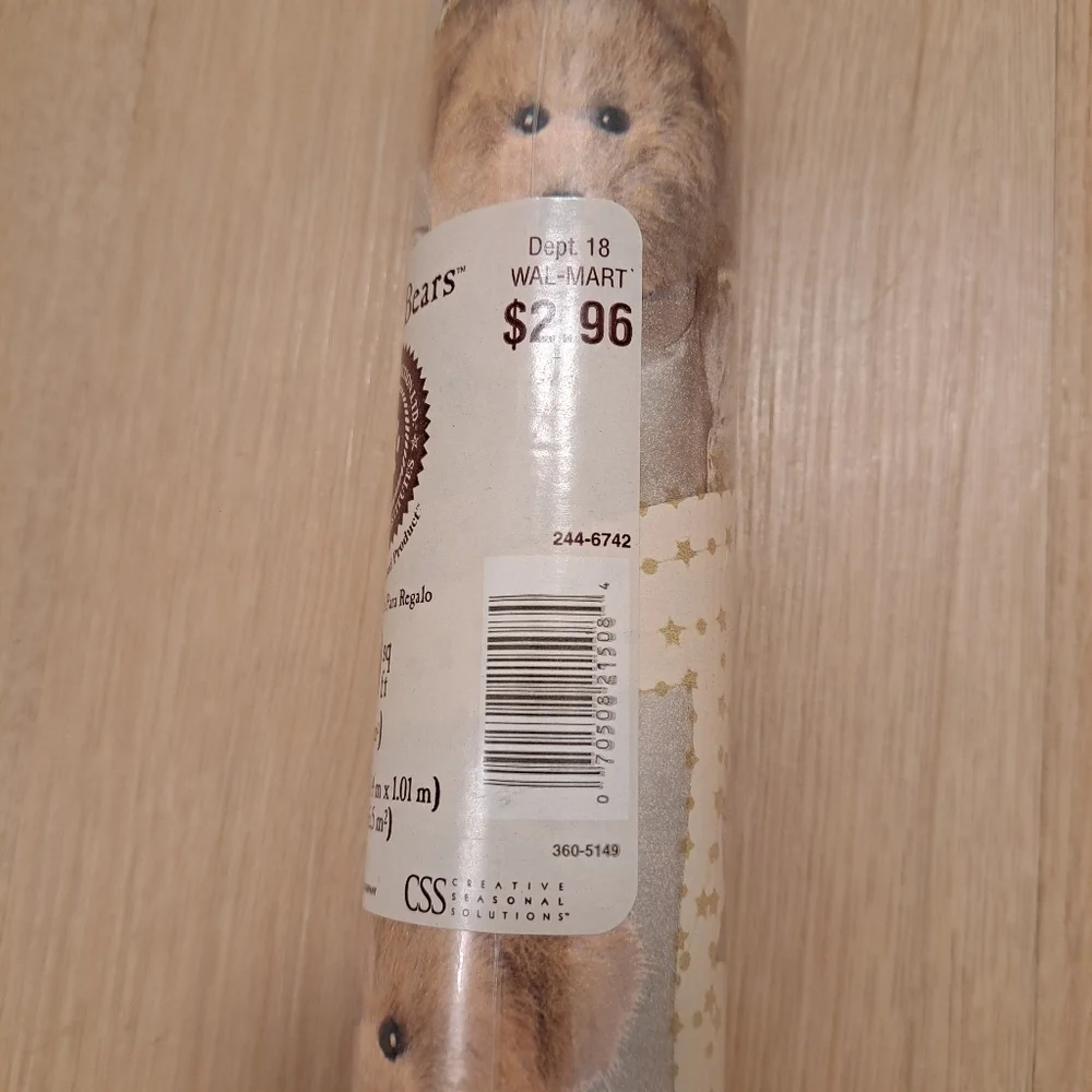 New Vintage Boyds Bears 2005 70 Square‎ Feet Teddy Bear Wrapping Paper